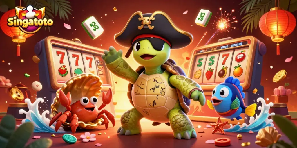 Engage in thrilling gameplay with singatoto's vibrant 3D illustration of a casino adventure.