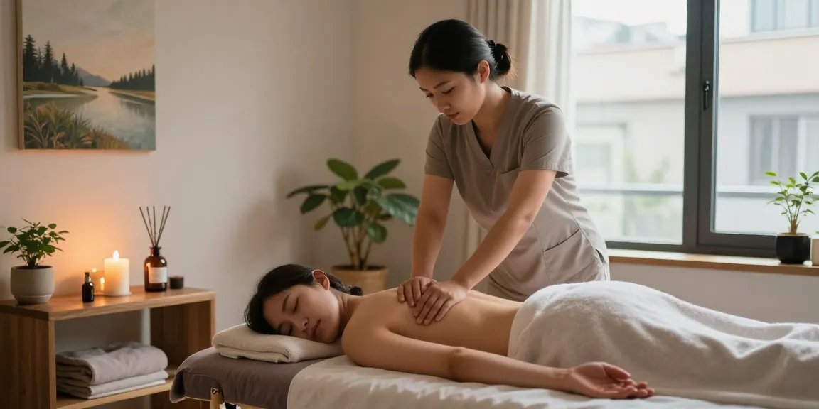 A tranquil massage therapy session showcasing 마포출장안마, peaceful surroundings, and a skilled therapist.