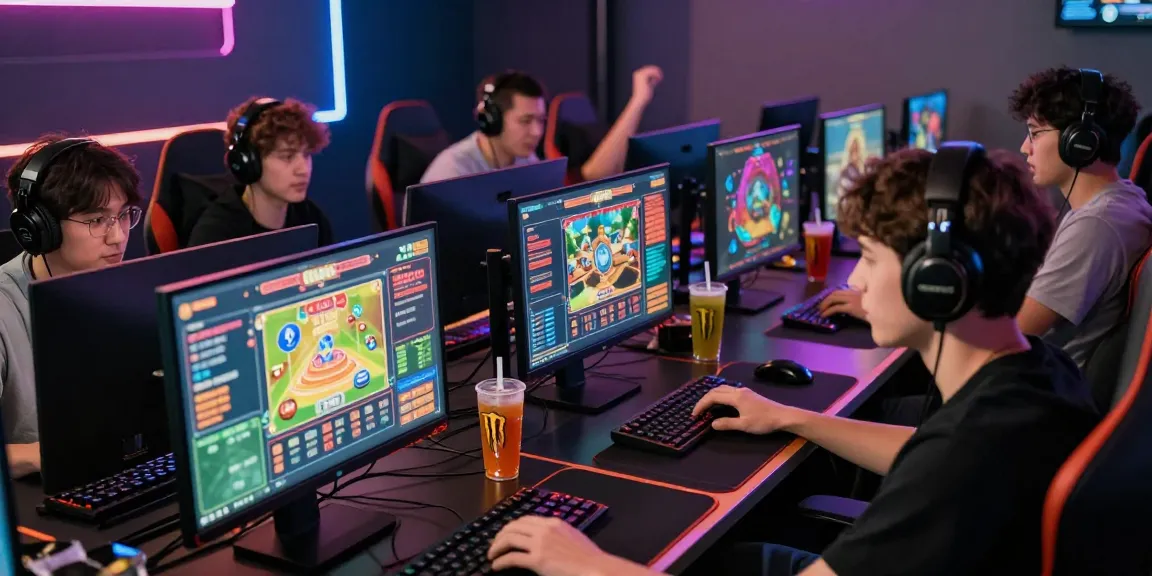 Engaged players in a modern gaming lounge enjoying togel online.