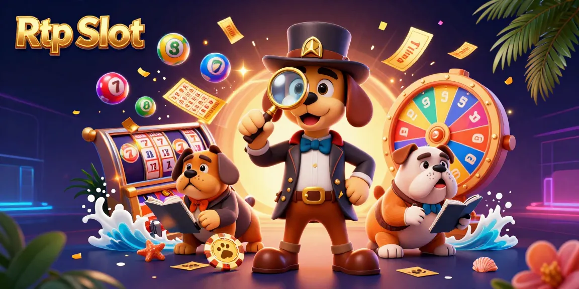Engage with Rtp Slot in an exciting scene of a detective and companion exploring treasures while surrounded by vibrant casino elements.