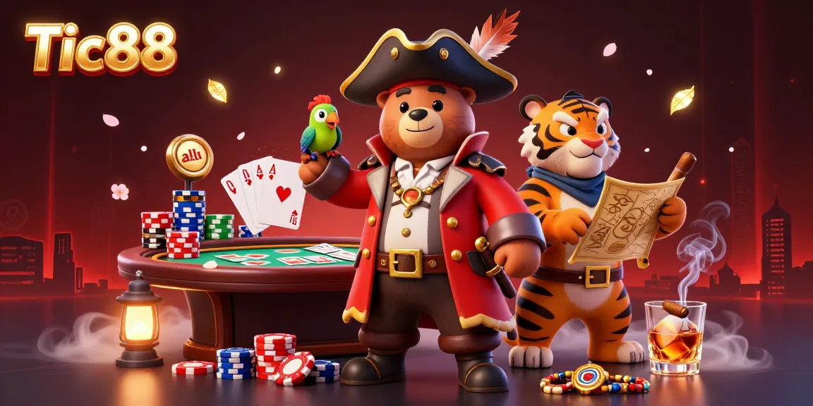 Tic88 brings the thrill of casino gaming to life with a 3D cartoon pirate scene full of poker excitement.