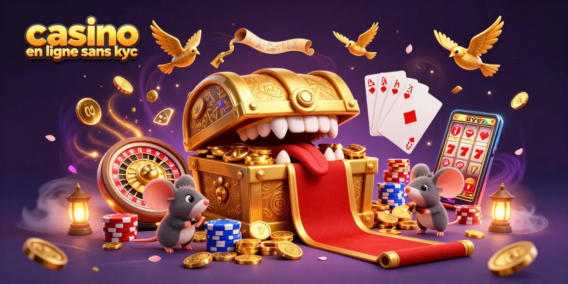 Découvrez le casino en ligne sans KYC, avec un coffre au trésor attirant les joueurs vers des gains riches.