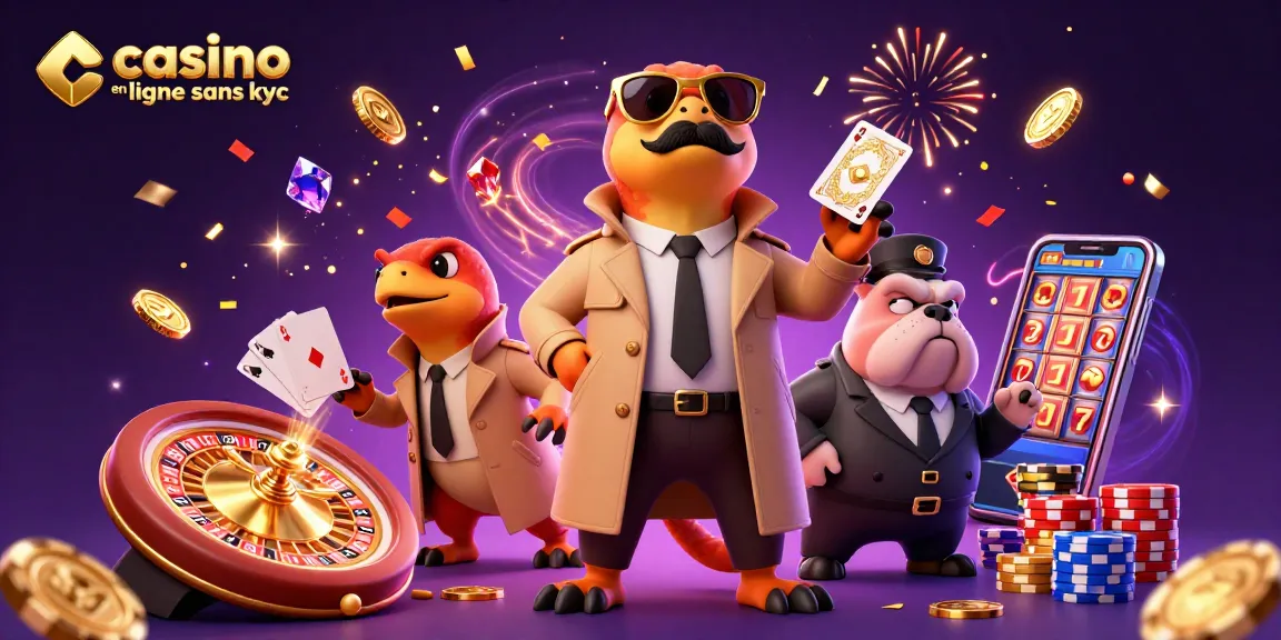 Jouer à casino en ligne sans KYC avec des personnages animés dans un cadre dynamique et coloré.