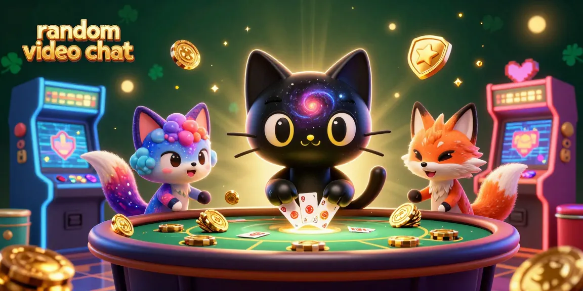 Engage in random video chat with a cosmic twist at a vibrant casino table.