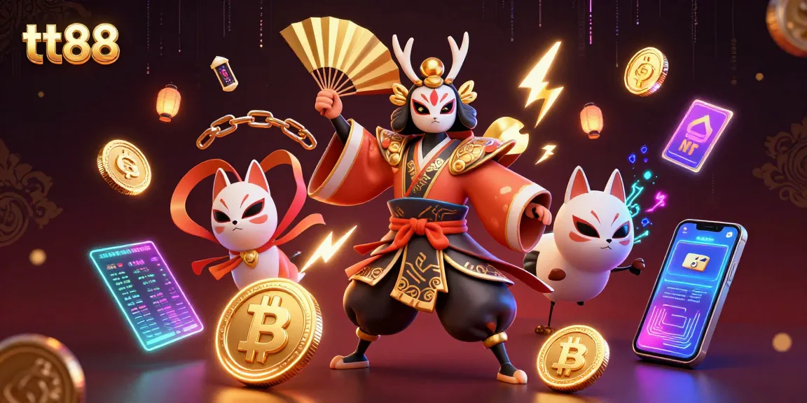Engage in thrilling casino action with tt88 showcasing vibrant 3D characters, bitcoin elements, and dynamic game features.