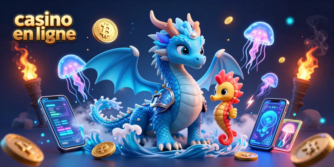 Gagnez avec le casino en ligne accompagné d'un dragon et de créatures marines lumineuses.