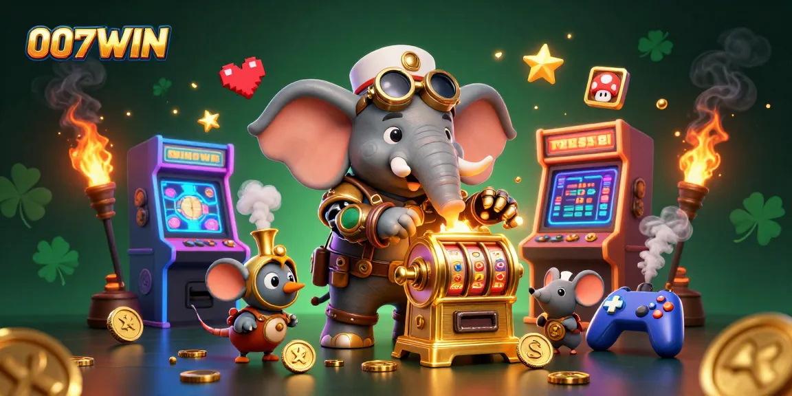 Experience thrilling wins at 007WIN with colorful slot machines and vibrant gaming elements.