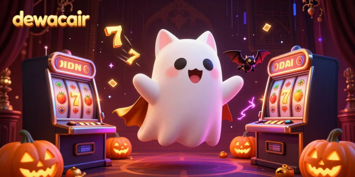 Experience the thrill of dewacair with a ghost cat and vampire bat in a haunted casino.