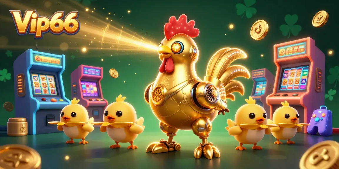 Experience excitement with Vip66 as the golden rooster robot and chick drones bring casino fun alive!
