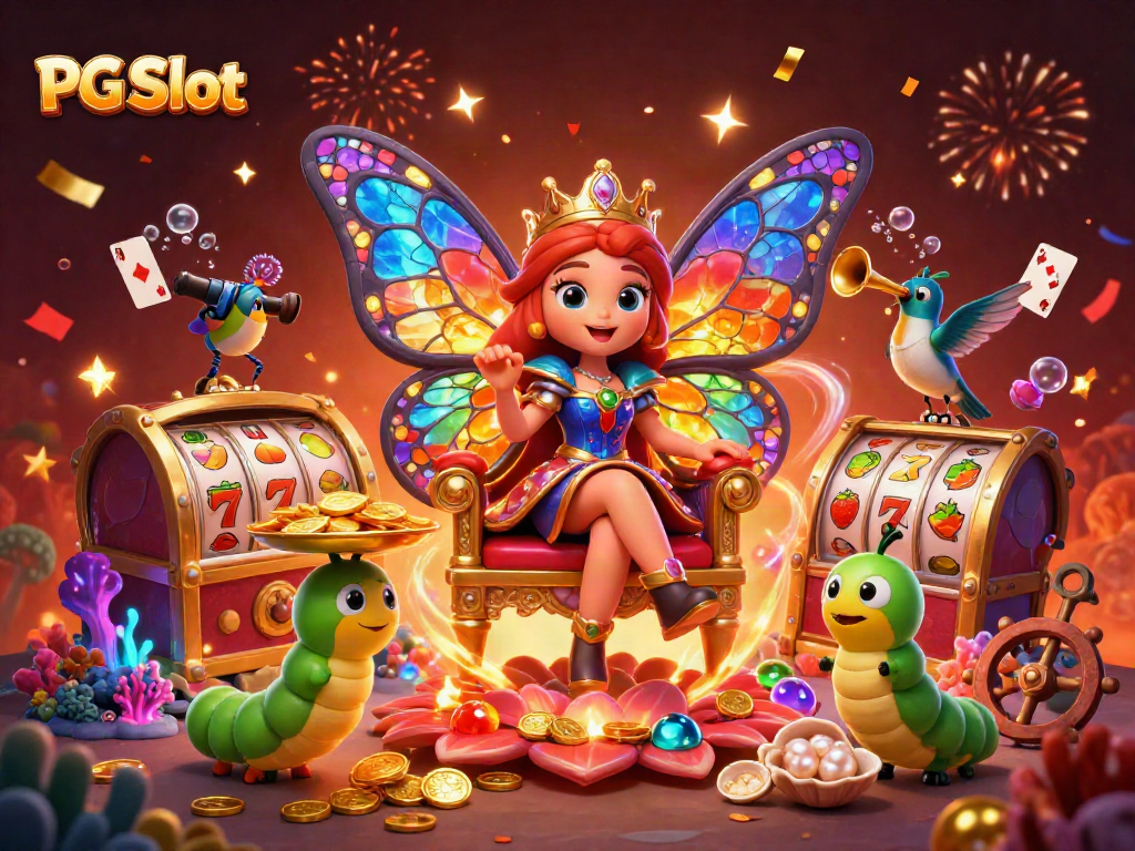 Experience the thrill of PG Slot with vibrant characters and a rich casino-themed world in a stunning 3D scene.