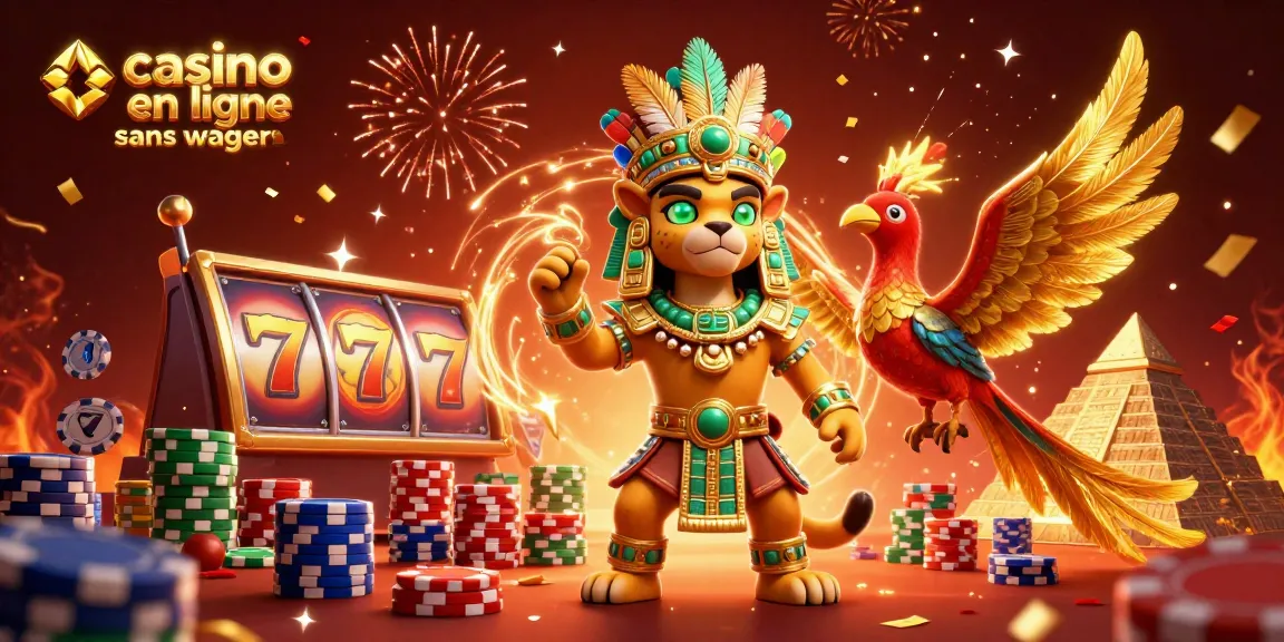 Gagnez sur casino en ligne sans wager avec un prêtre jaguar entouré de gains et d'effets festifs.