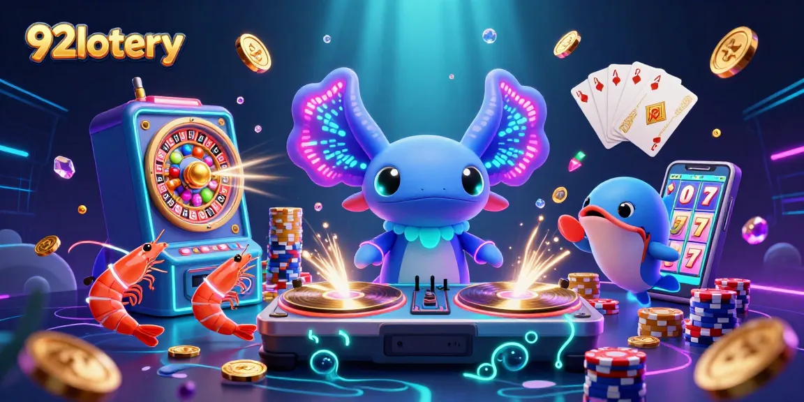 Experience the excitement of 92lottery with vibrant visuals of lottery elements and animated sea creatures!