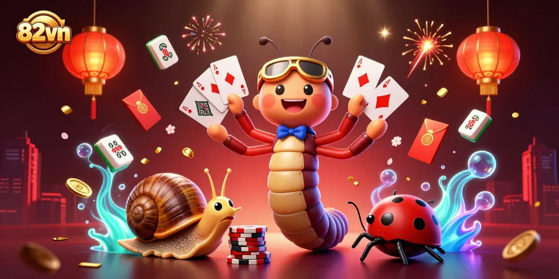 Engage confidently in 82vn's vibrant casino atmosphere featuring lively characters and exciting betting elements.