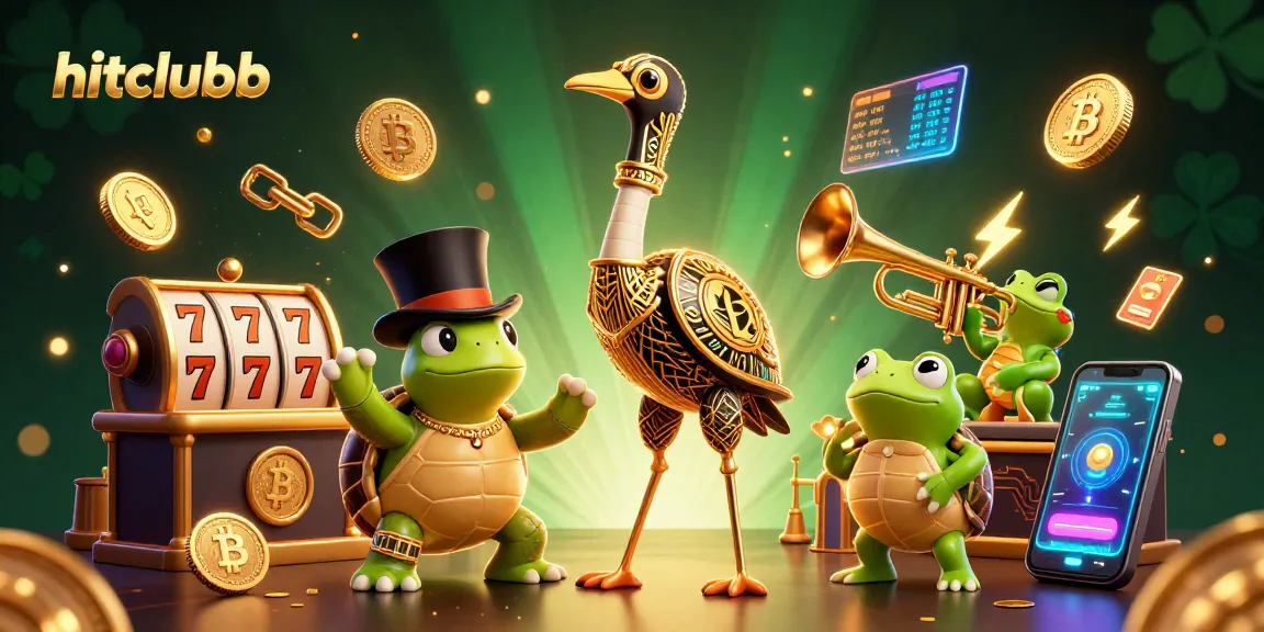 Win big with hitclubb as you play thrilling slot games amidst vibrant 3D characters and crypto-themed elements.
