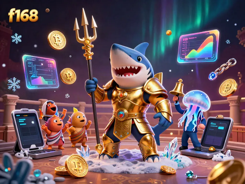 Engage with f168 casino gaming in a vibrant underwater colosseum scene filled with crypto elements.