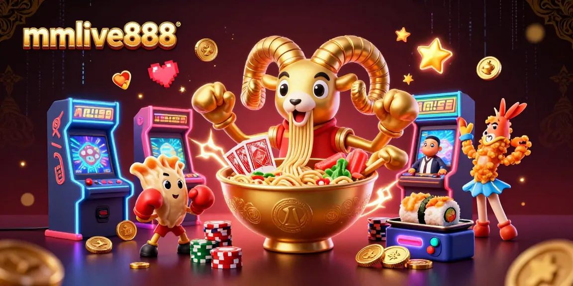Experience the excitement of mmlive888 with a vibrant gaming scene featuring delightful characters and casino elements.