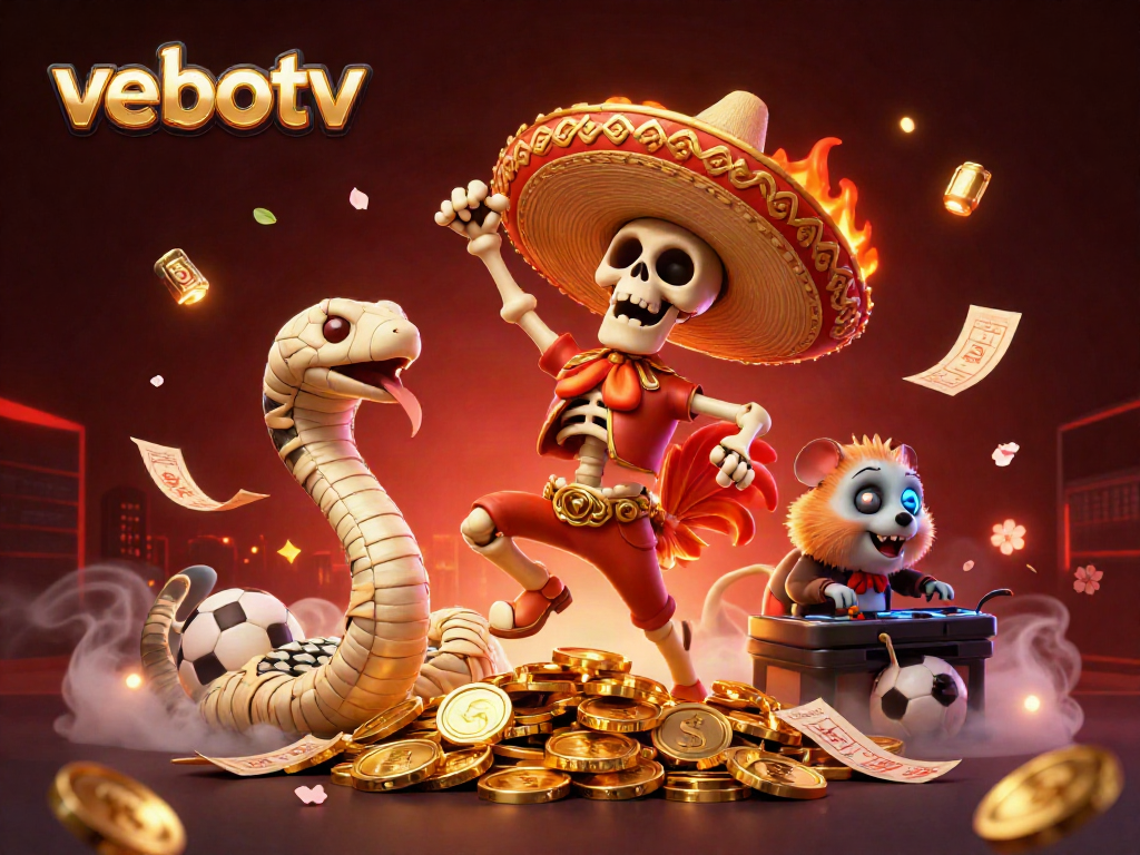 Experience vebotv's exciting sports betting atmosphere with dynamic characters and coins.