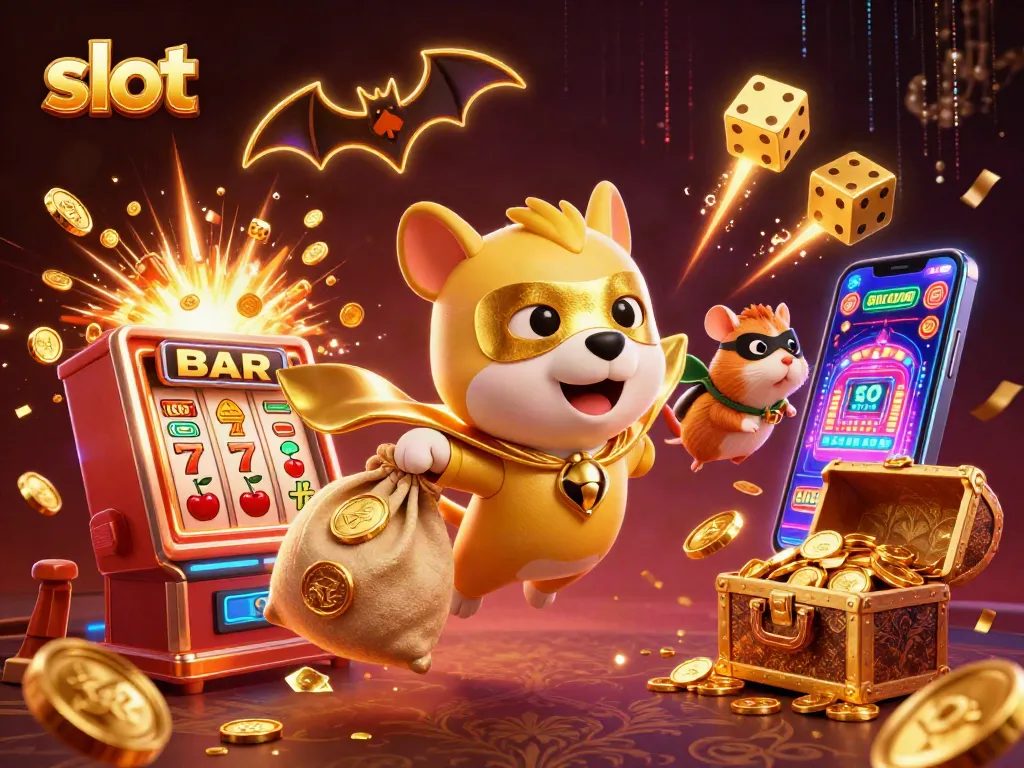 Spin the slot with excitement as the superhero dog flies high, winning gold coins!
