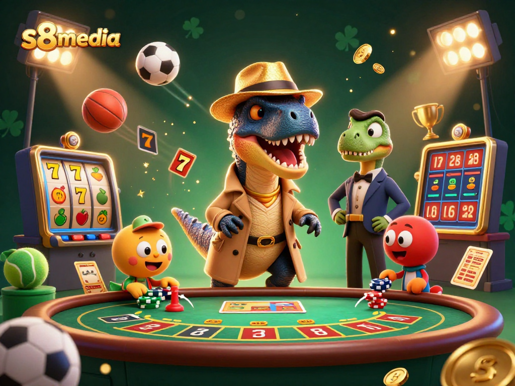 Engage in thrilling blackjack action with s8media's vibrant 3D casino scene featuring dynamic characters.