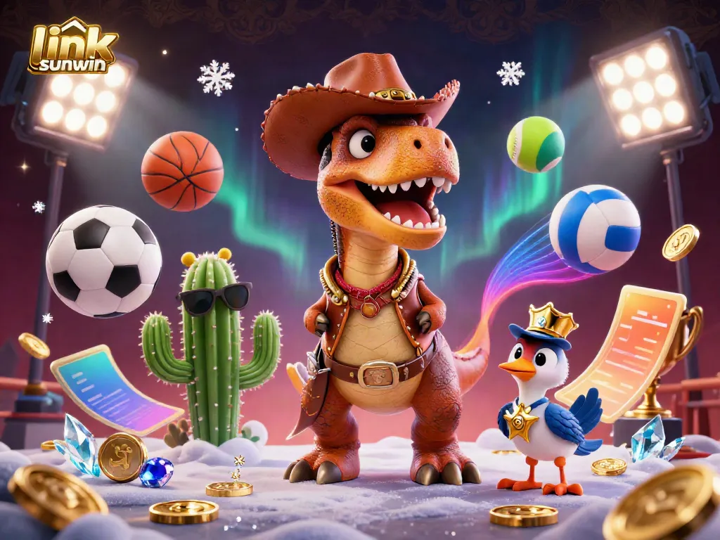 Experience the thrill of gaming with link sunwin, showcasing 3D cartoon characters in a vibrant casino setting.