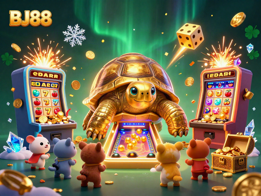 BJ88 rolls the dice for big wins with vibrant casino elements in this colorful illustration.