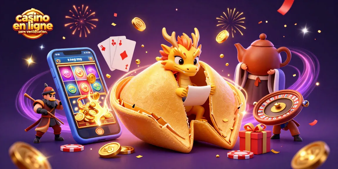 Jouez sans limites dans un casino en ligne sans vérification avec un dragon sage et des pièces d'or.