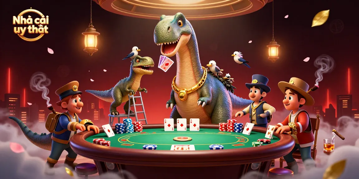 Experience the thrills of Nhà cái uy tín with vibrant poker action and colorful gaming elements in this dynamic scene.