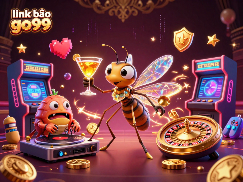 Spin to win with link vào go99, featuring a vibrant casino scene with unique characters.