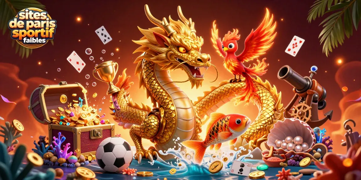 Pariez sur les sites de paris sportifs fiables avec cette illustration dynamique de dragon et phoenix.
