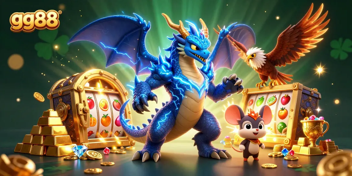 Engage in thrilling adventures with gg88's colorful casino world featuring dazzling treasures and dynamic characters.