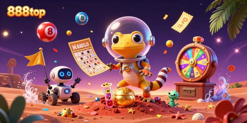 Engage in thrilling gameplay at 888top with exciting lottery and casino elements while discovering a hidden treasure.